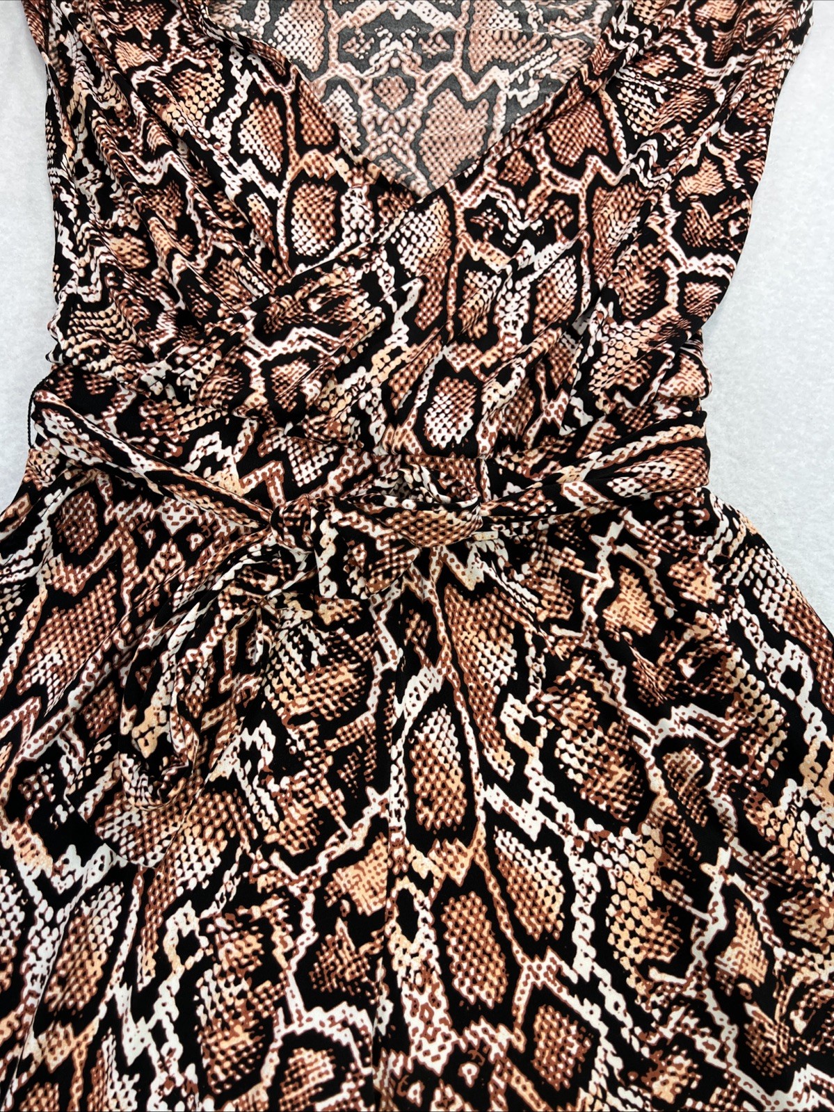 G By Guiliana Cropped Jumpsuit Medium Petite Snakeskin Sleeveless Tied Belt