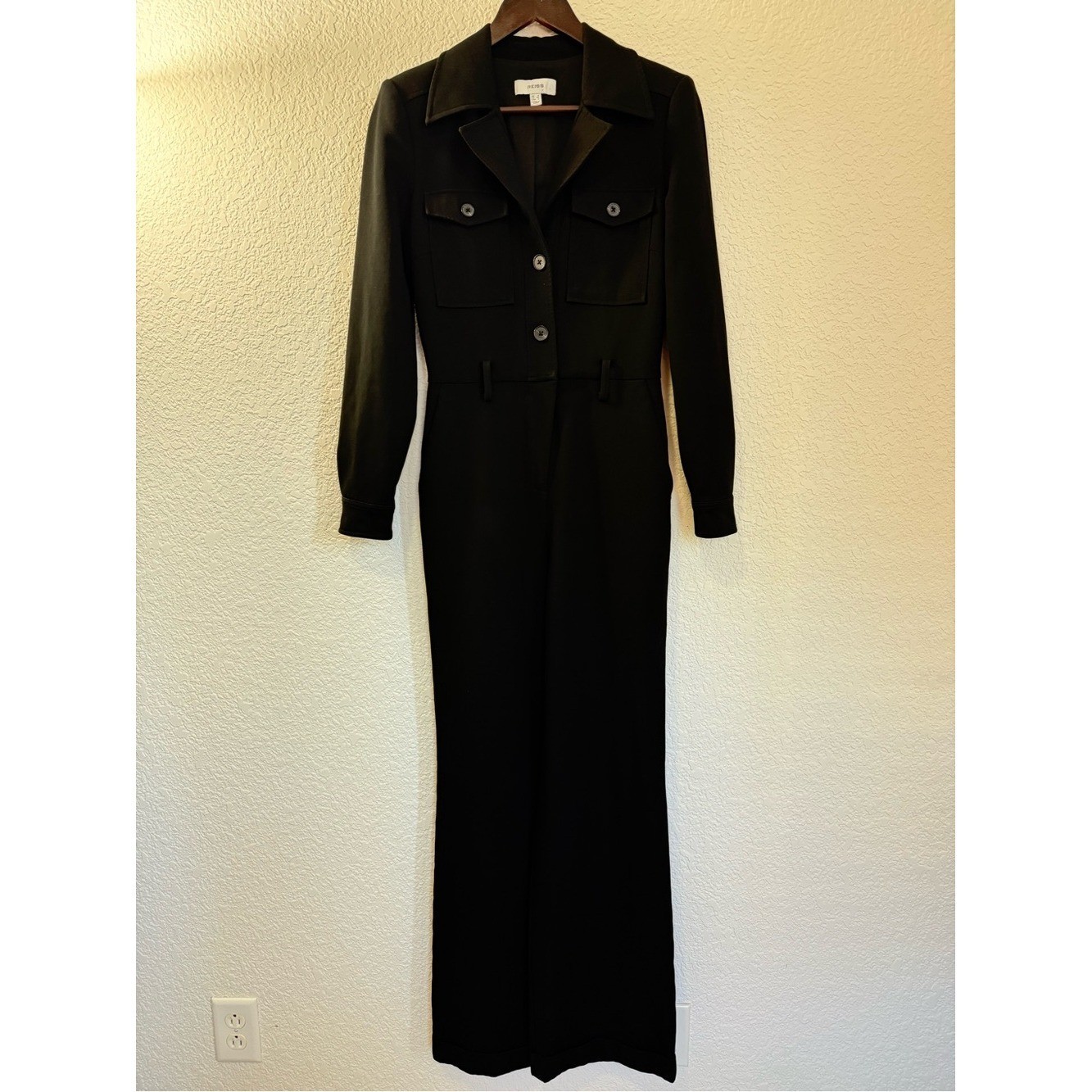 Reiss Ray Utility Jumpsuit | Wide Leg Tailored Black Career Glam | Size 2