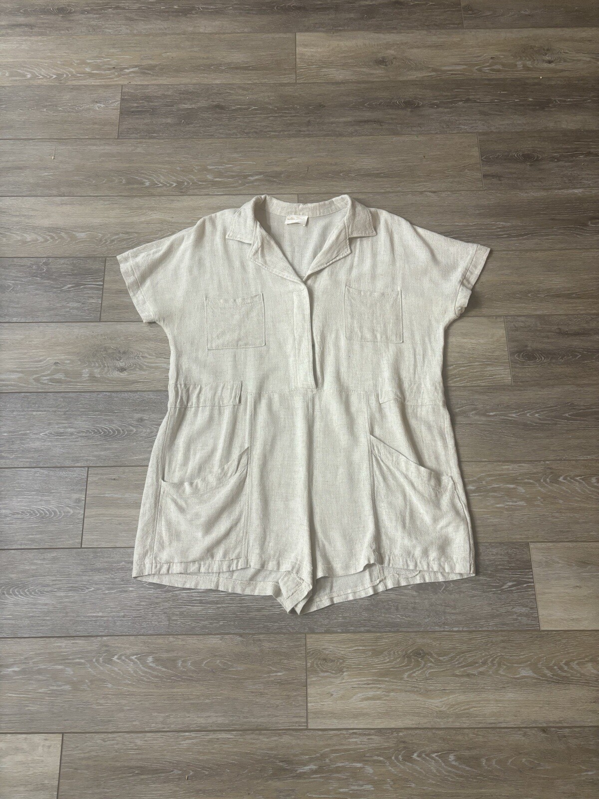 Allie Rose Romper Sz L Linen Blend Lagenlook Beach Coastal Festival Oversized