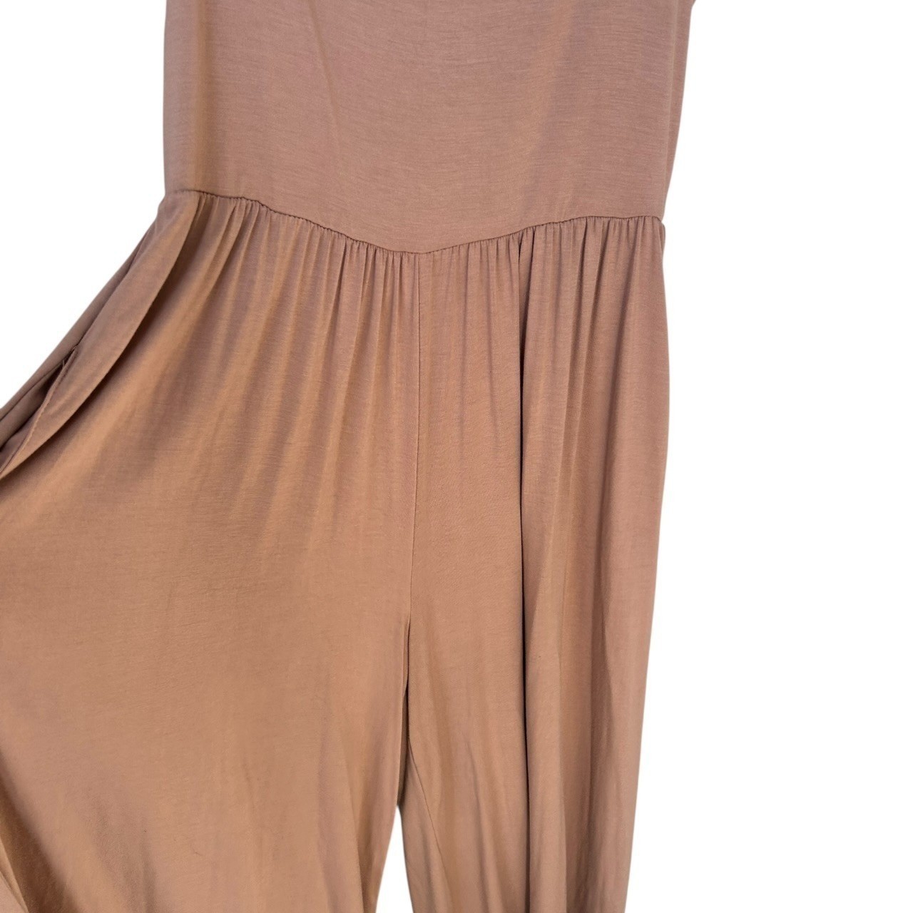 Ooh La Luxe Womens Jumpsuit Mauve Tan M Wide Leg Lounge Boho Chic Minimalist