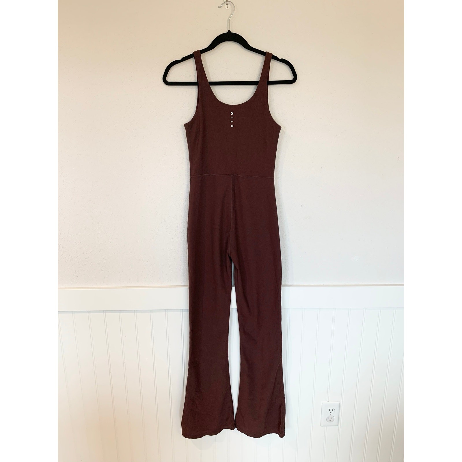 Wilo Brown Jumpsuit One Piece Bootleg Romper Athleisure Medium