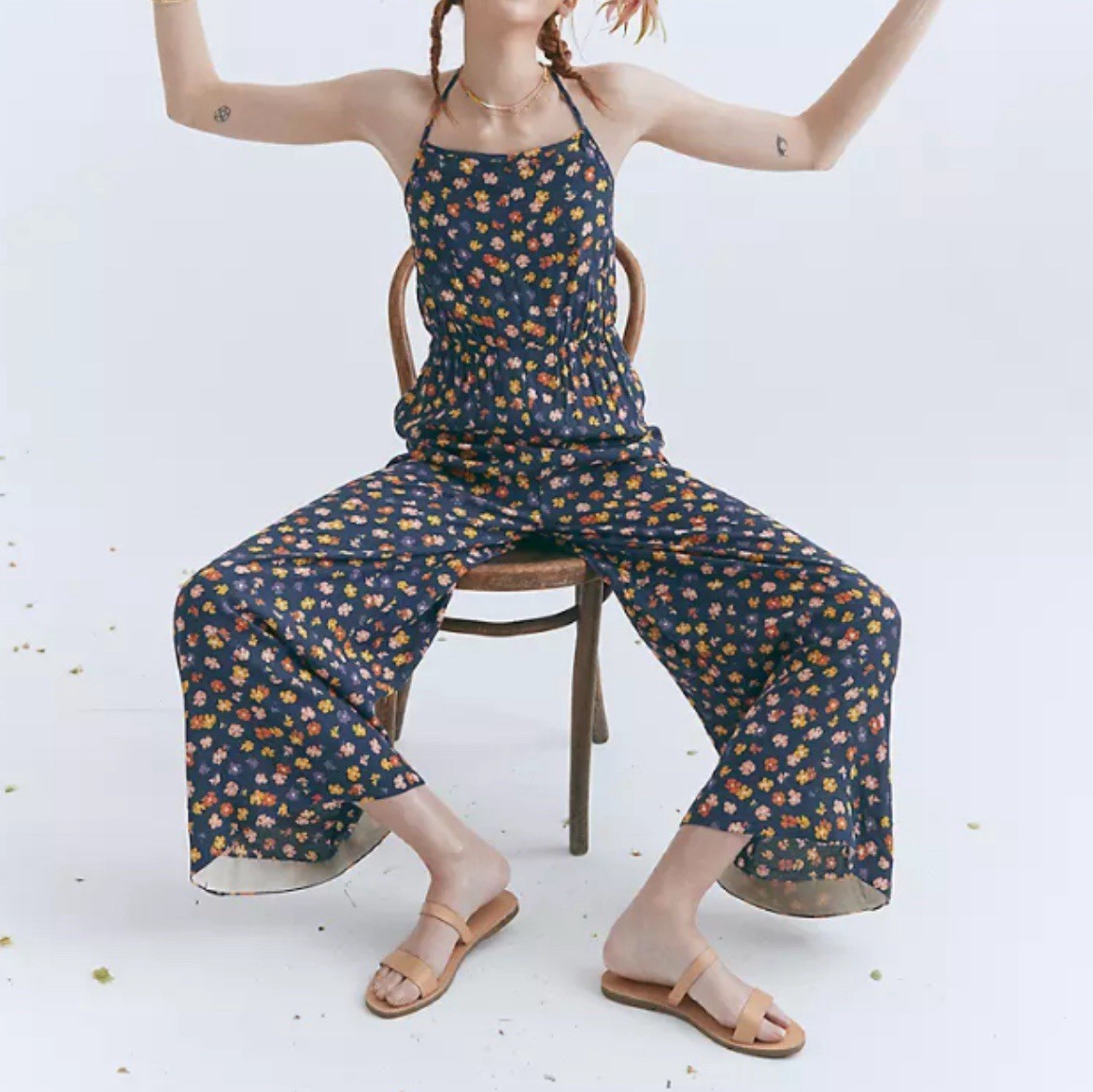 Madewell Cami Racerback Floral Jumpsuit Women’s Size 2 Wide Leg Cropped NWT