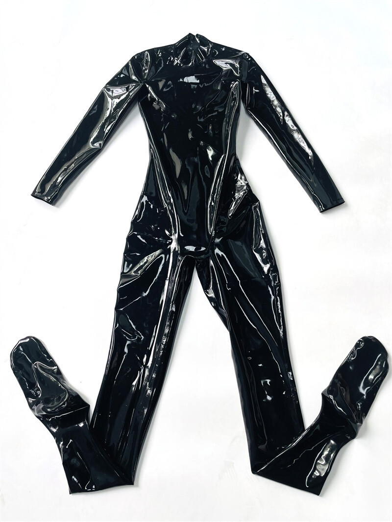 Latex catsuit neck entry No zip all catsuit latex unitard custom made