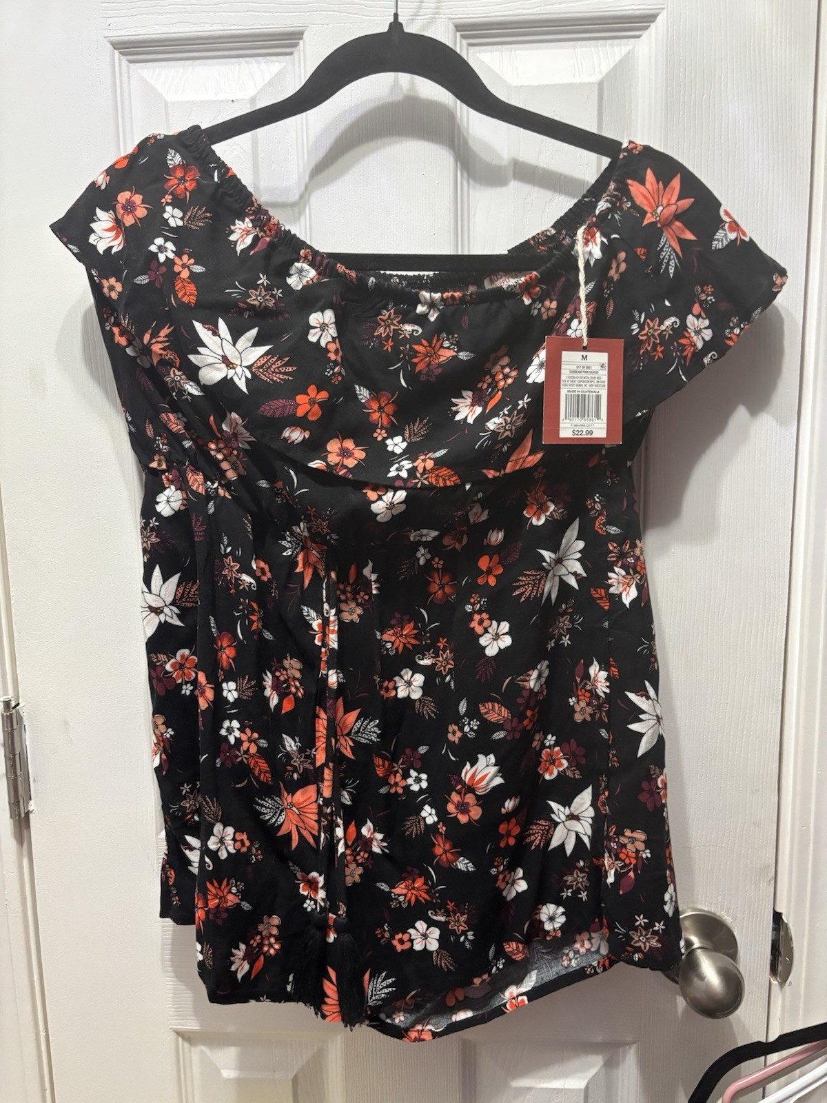 Mossimo Supply Co. black floral print strapless romper. Size medium