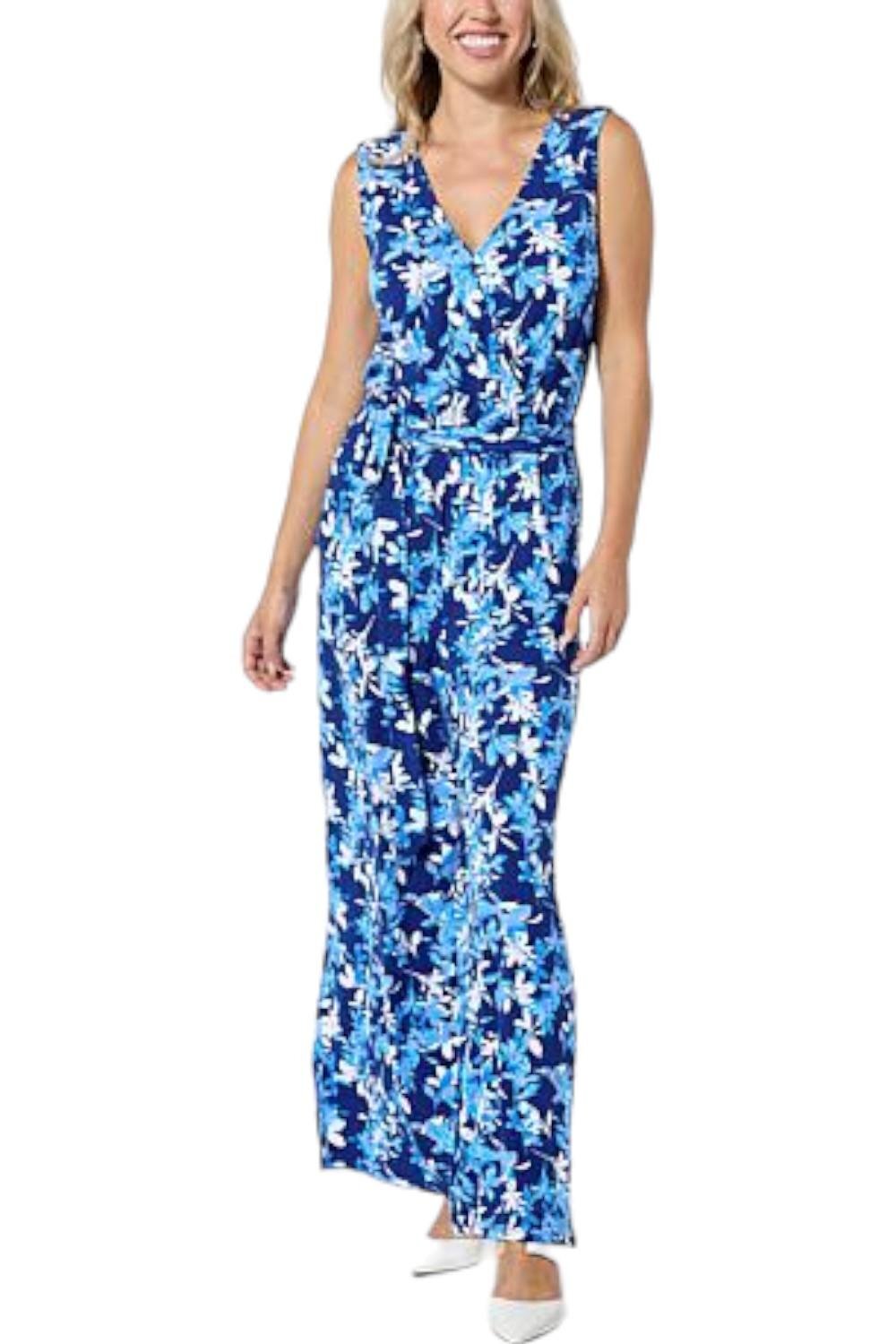 C Wonder by Christian Siriano Wide Leg Knit Jumpsuit Blue Print