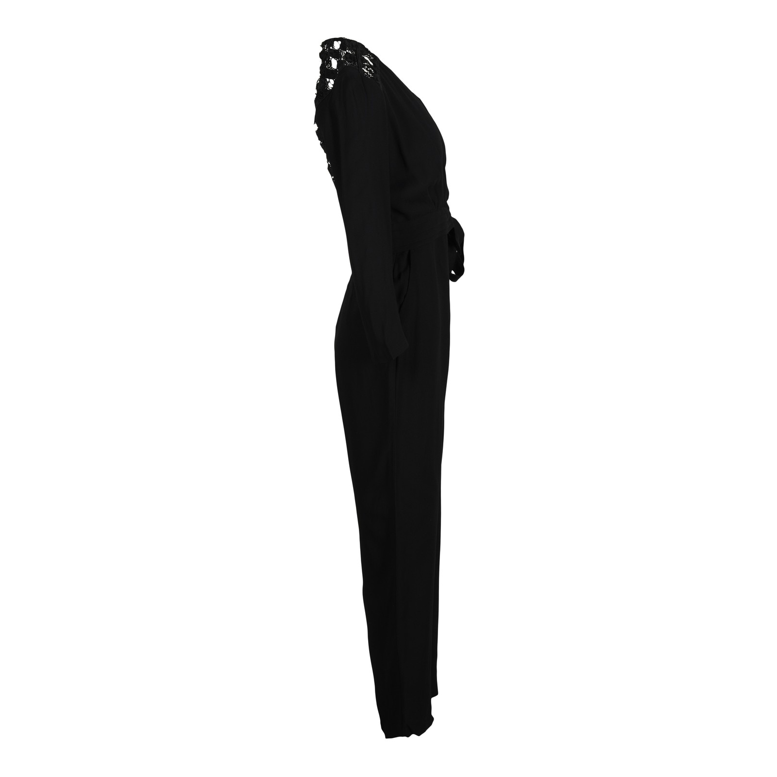 Sandro Paris jumpsuit black viscose size 34 XS women’s V-neck SFPCO00036