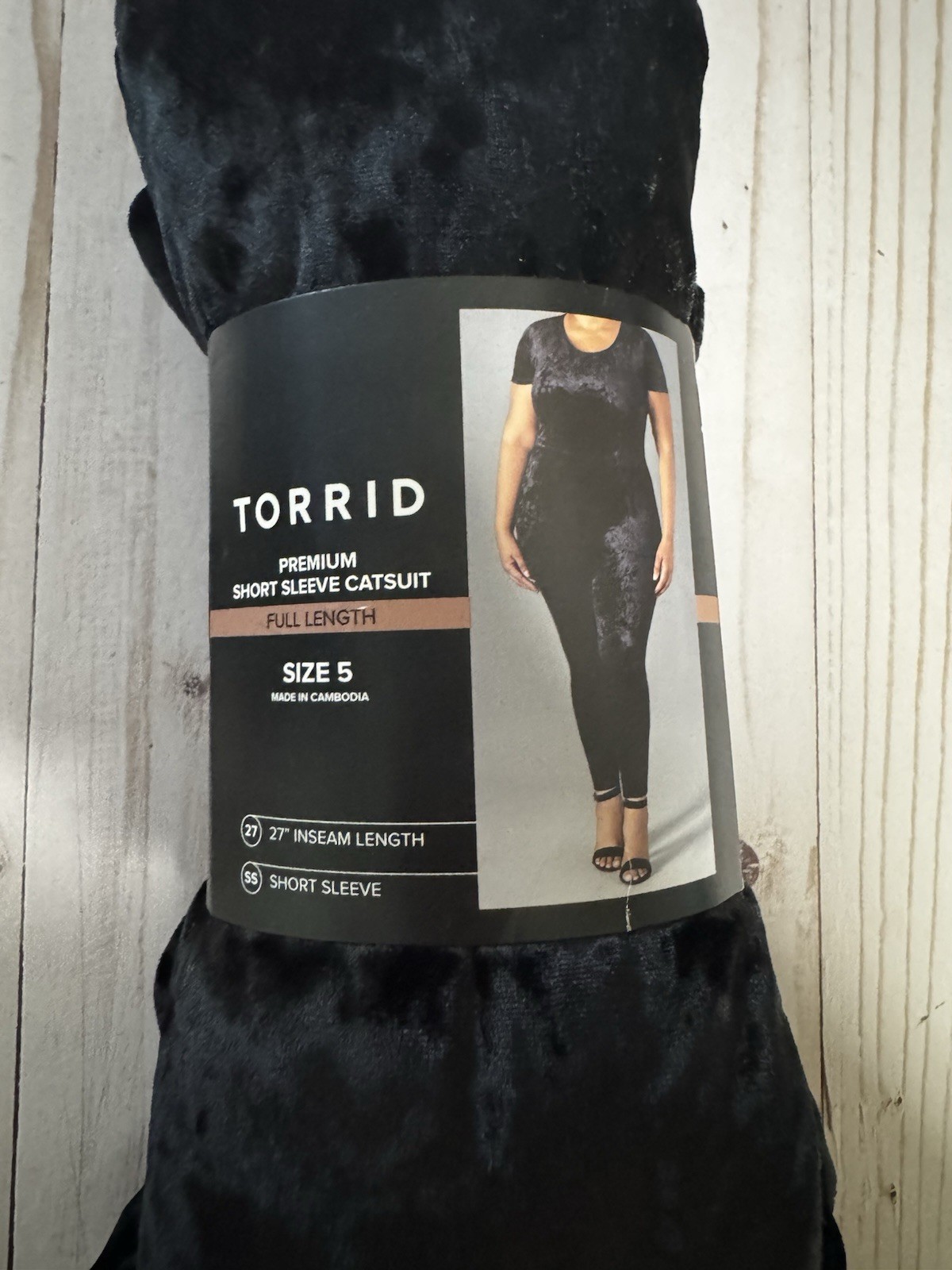 5X 28W Torrid Black Full Length Crushed Velvet Catsuit Short Sleeve 27″ Inseam