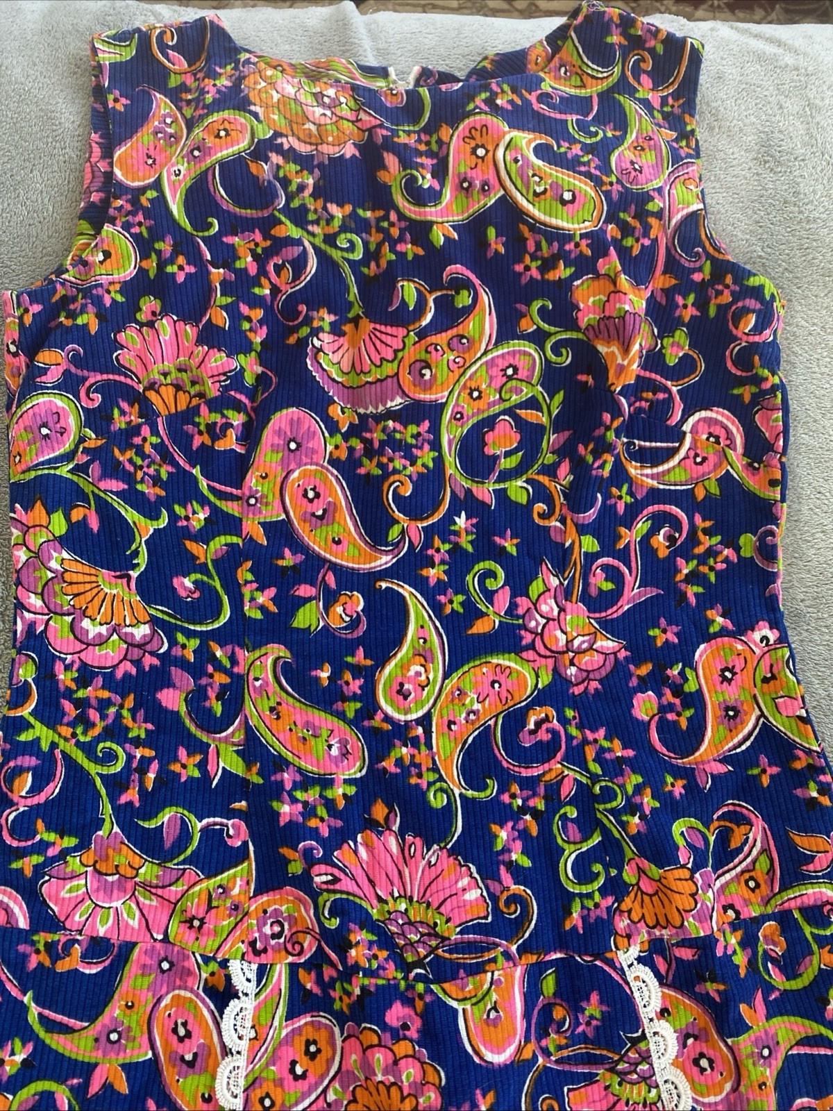 Vintage Shaker Square Size 14 Psychedelic Paisley Neon Skort Romper 60’s Groovy