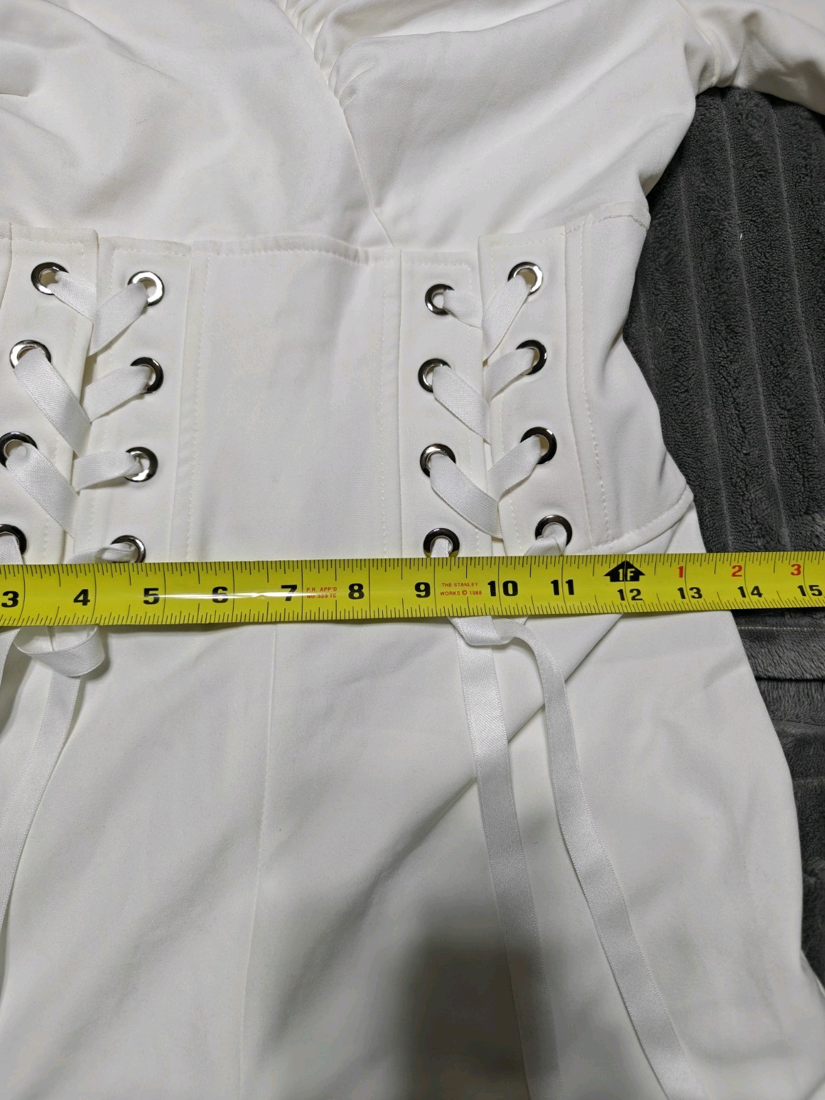 Tiger Mist White Sublime Jumpsuit XS Lace-Up Corset Detail One-Shoulder NWT