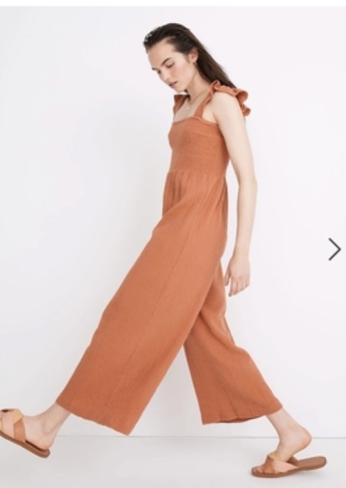 🌼B2G1🌼 Madewell Lightspun Rust Lucie Fluttersleeve Jumpsuit Size 2 NWOT