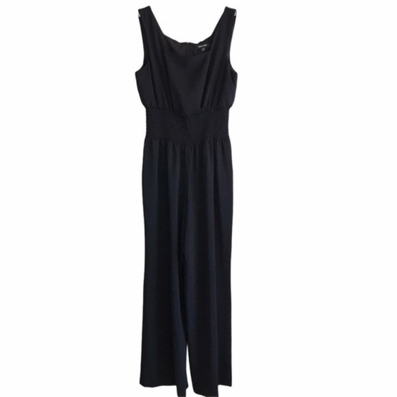 NEW Nine West Women’s -8- Black Sleeveless Square Neck Ruched Waist Jumpsuit $99