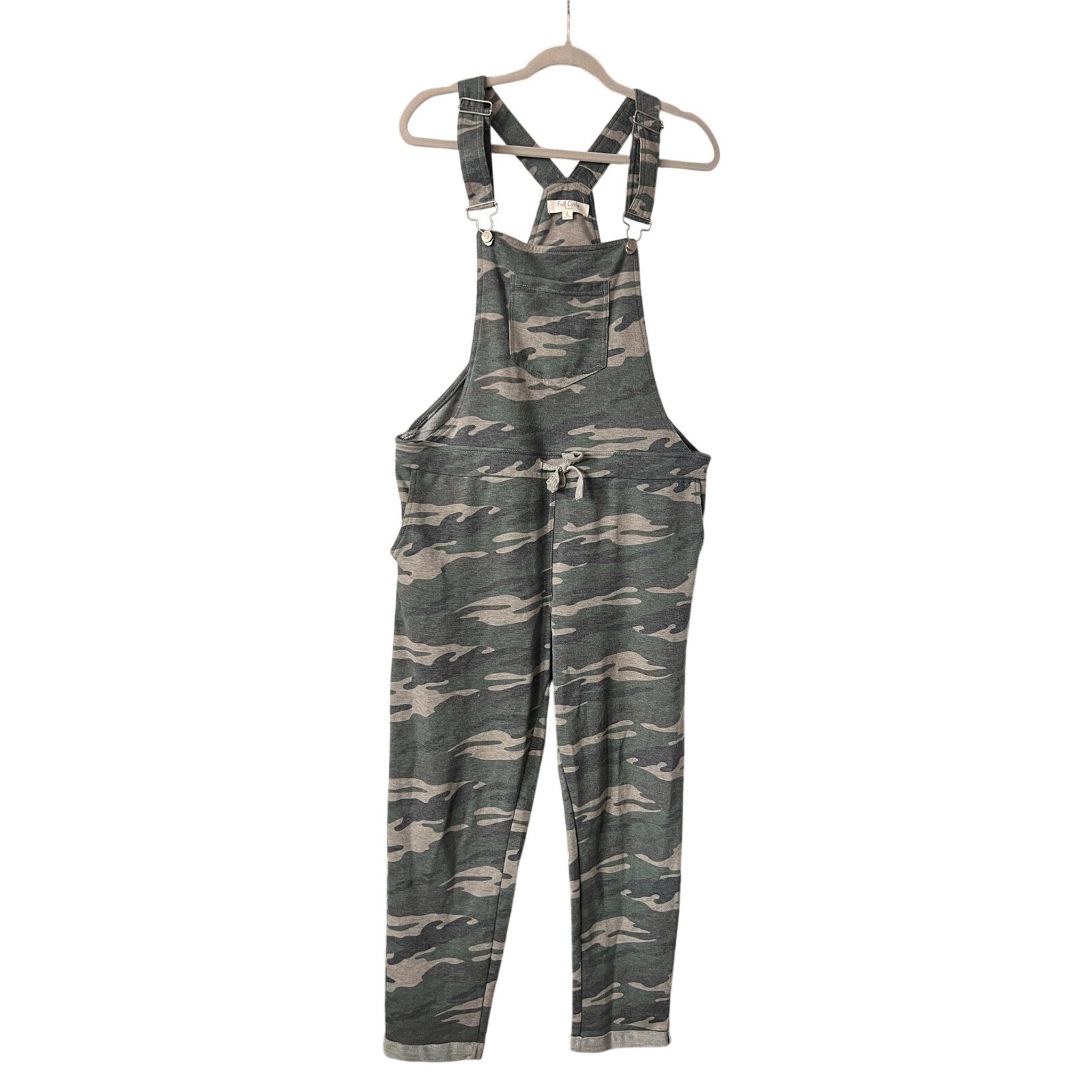 FULL CIRCLE TRENDS WOMEN CAMO OVERALLS SZ LARGE EUC