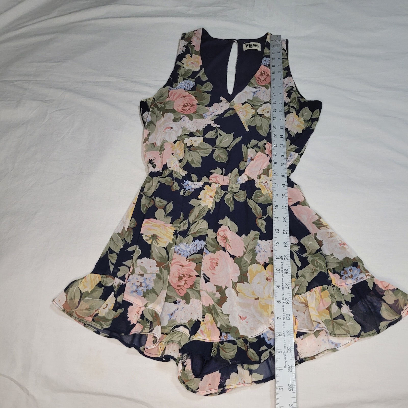 Show Me Your Mumu Romper Floral Riri XS EUC Navy Romantic Ruffles