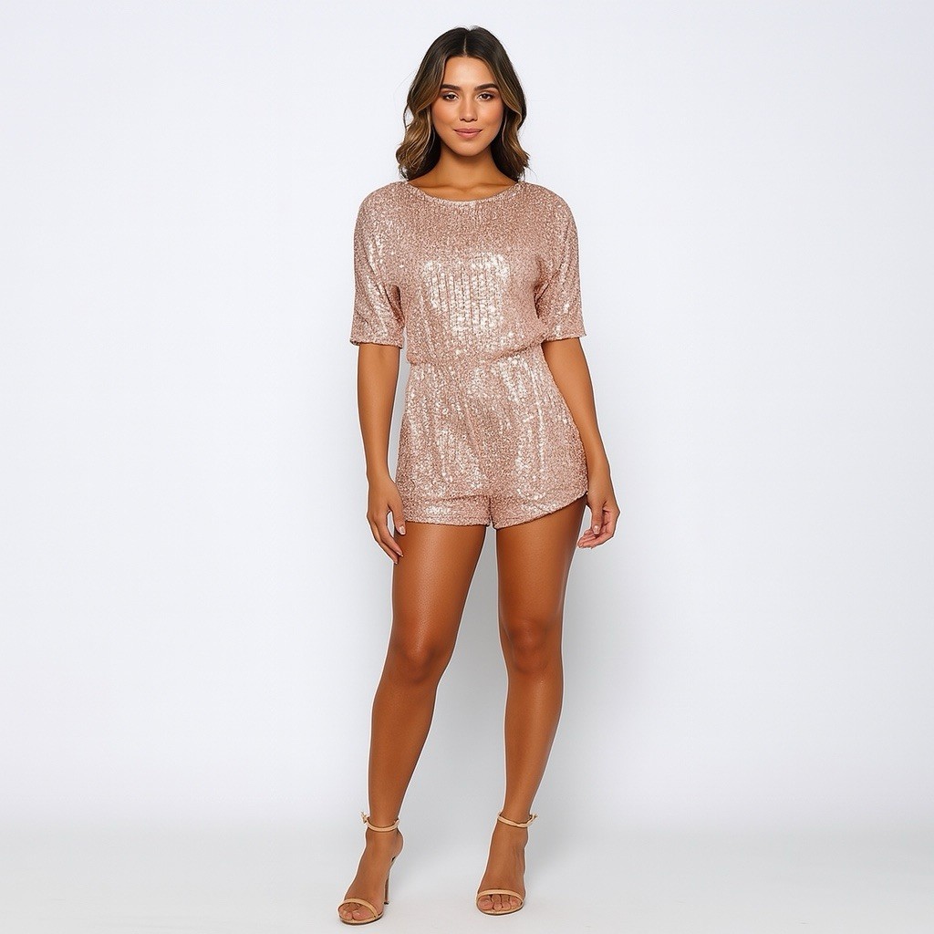 Pink Sequin Silk Romper Juan Carlos Bachelorette Birthday Party Vegas Bridal S
