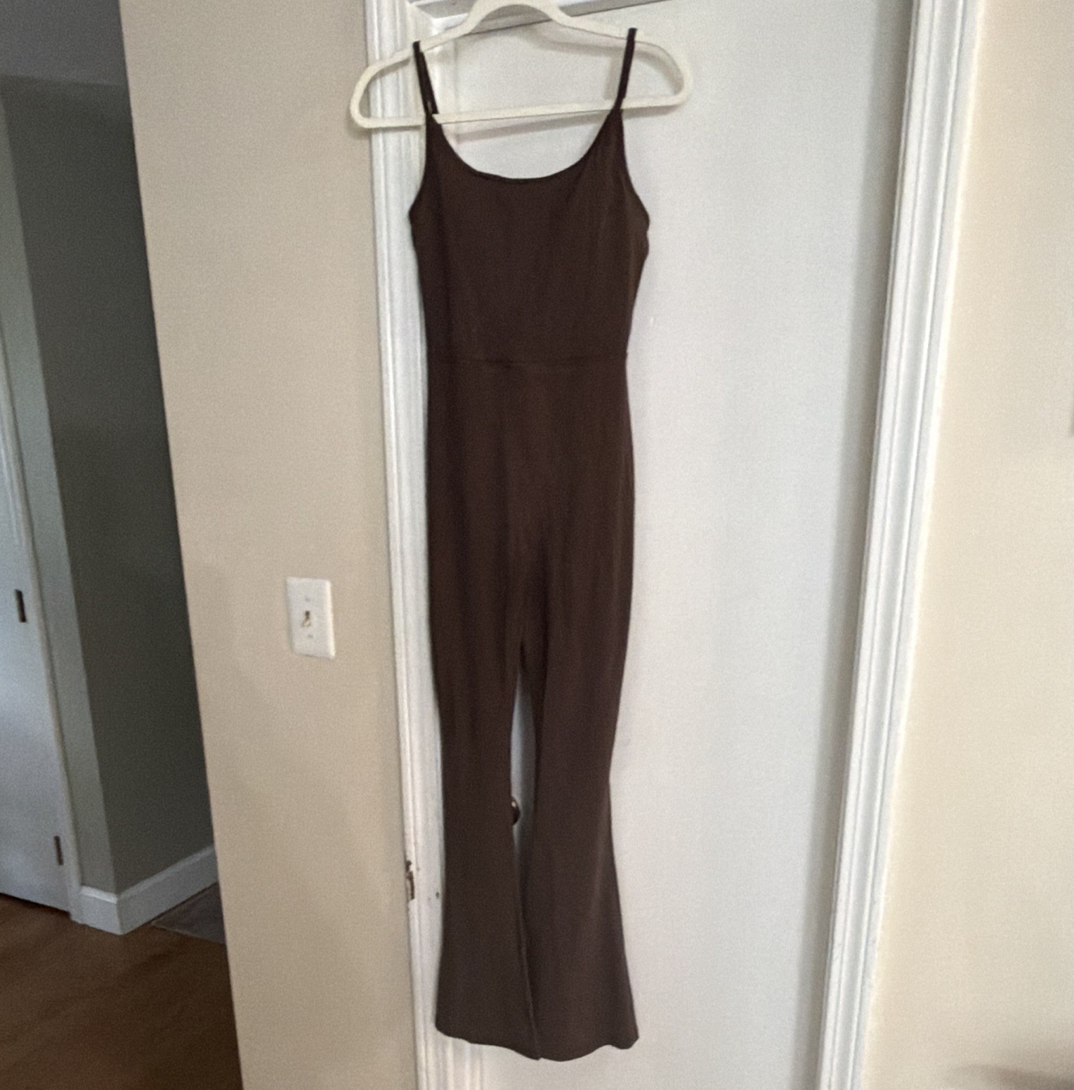 Yogalicious Lux Scarlett Brown Flared Sleeveless Scoop Neck Jumpsuit S