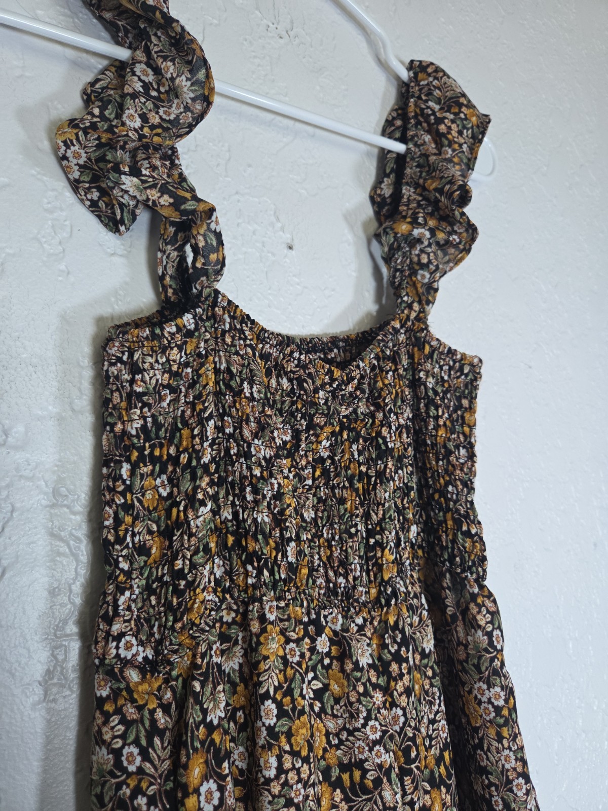 Audrey Parks Francesca’s Floral Ruffle Strap Cinch Jumpsuit Women’s Size XS