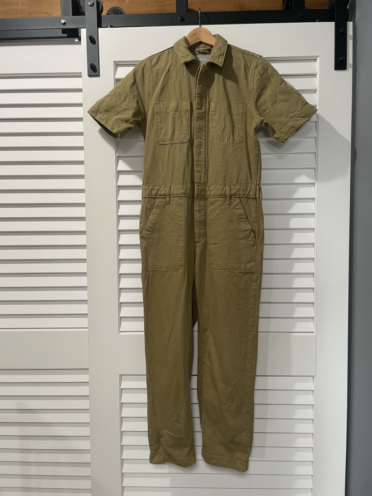 Everlane Jumpsuit Coverall Women’s 4 Tan Cotton Lyocell Short Sleeve (Inseam 26)