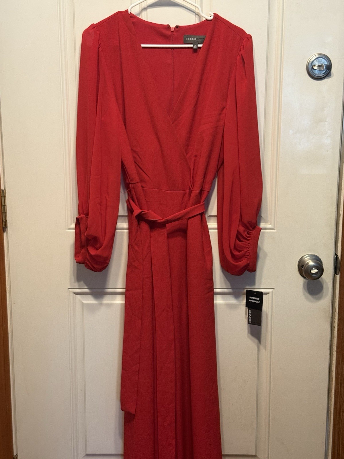 Donna Ricco Wide Leg Sheer Long Sleeve size 12 V-Neck Tie waist NWT