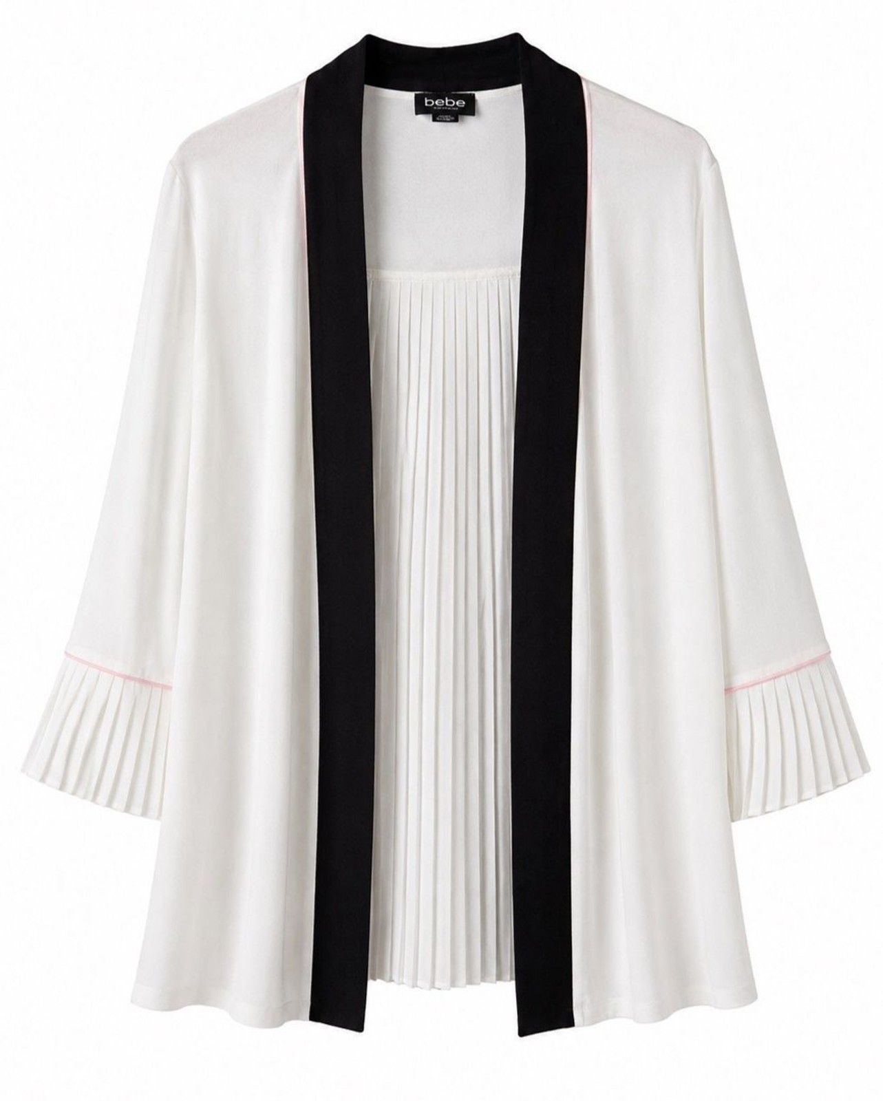 Bebe Pleated Open Front Kimono Jacket L
