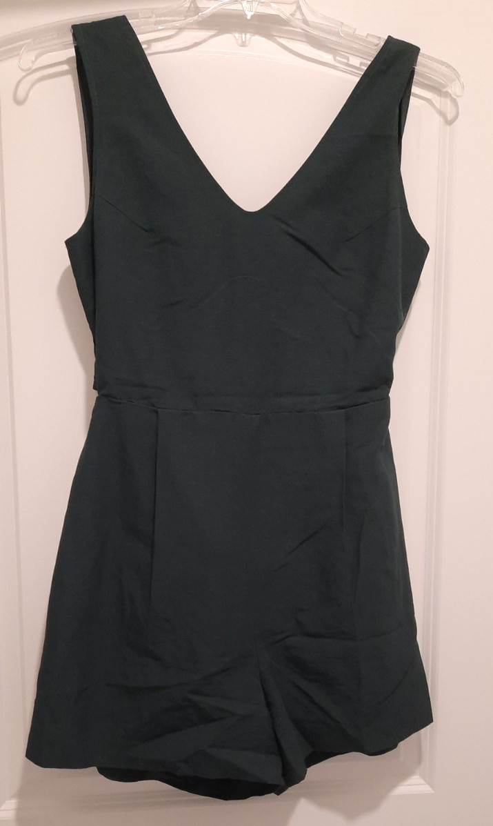 Club Monaco Forest Green Modal Blend Tie Back Romper Size 8