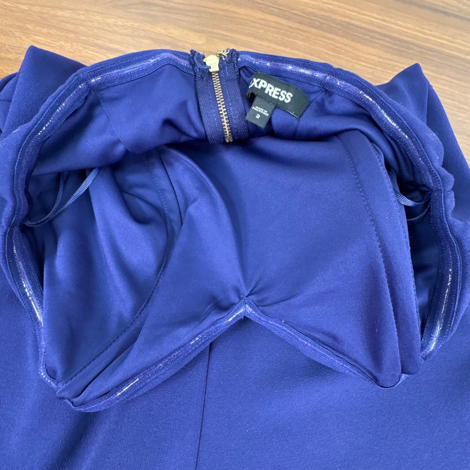 Express Royal Blue Strapless Sweetheart Neckline Jumpsuit Size 2 Pockets Evening