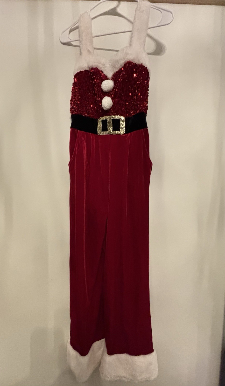 Love On A Hanger Red Velvet Santa Mrs. Claus Christmas Jumpsuit Size XS NWT