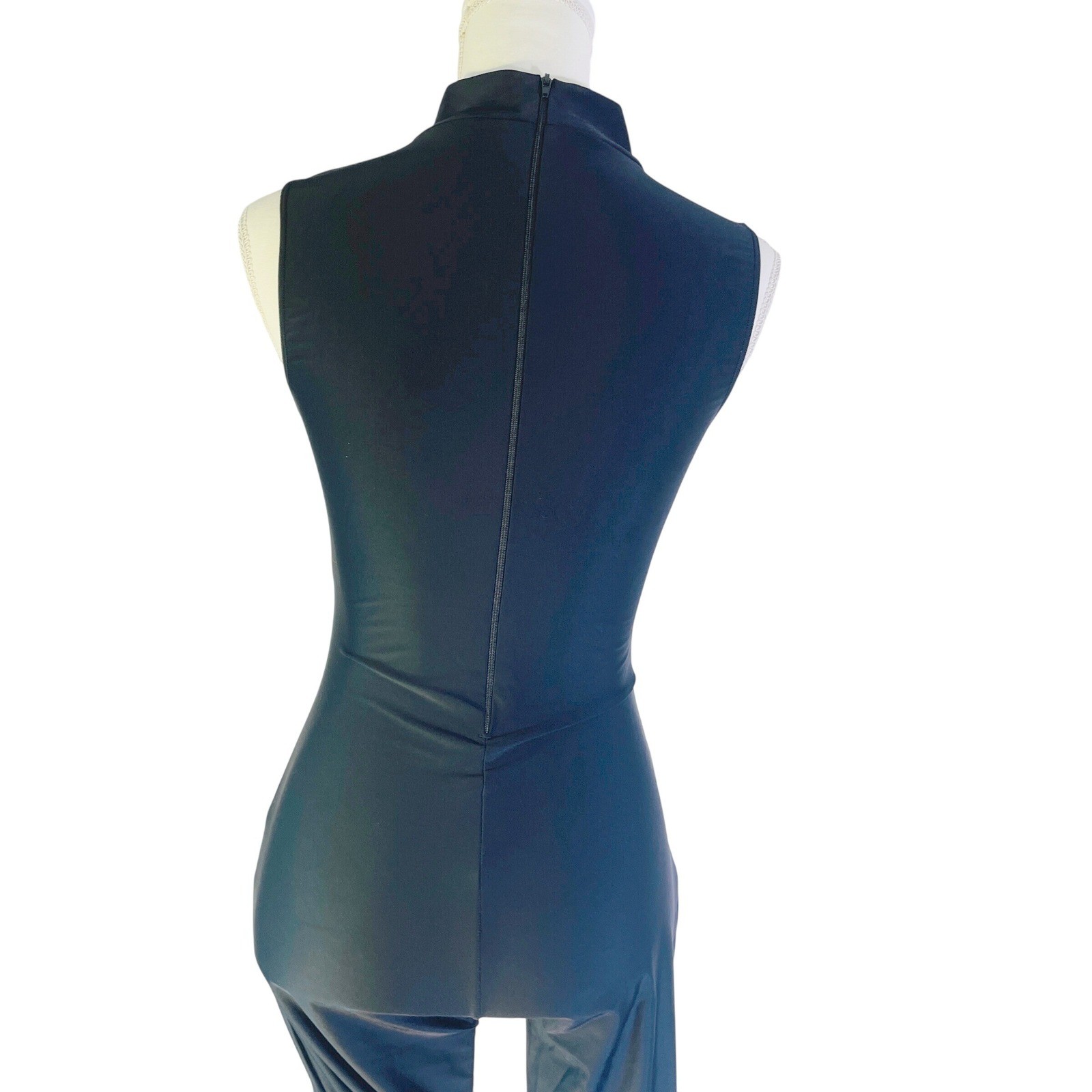 Speerise Sleeveless Full Length Unitard Catsuit Womens M Black Zipper Mock Neck