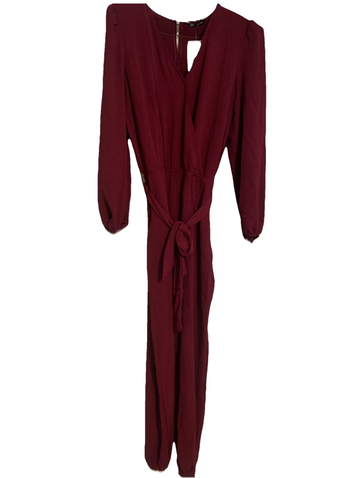 Pretty Garden Burgundy Long Sleeve Jumpsuit Size Medium NWT