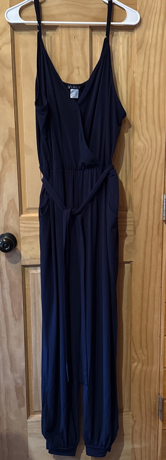 Venus Plus Size Spaghetti Straps Navy Romper Made In Turkey Jumpsuit Size 3X.