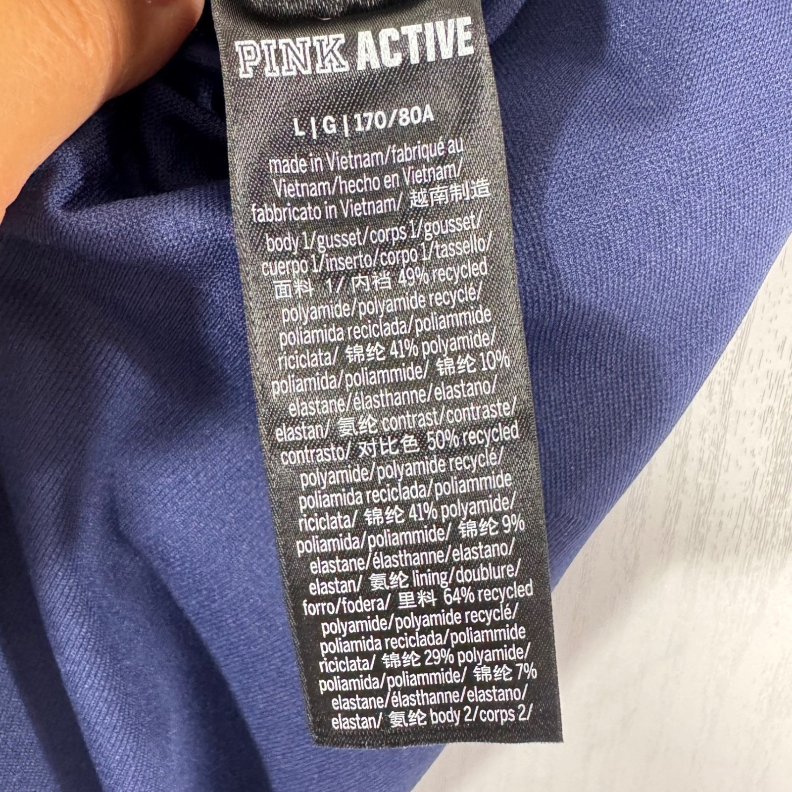 Pink Active Jumpsuit Ribbed Navy Blue Y Back Sleeveless Athleisure – Large New