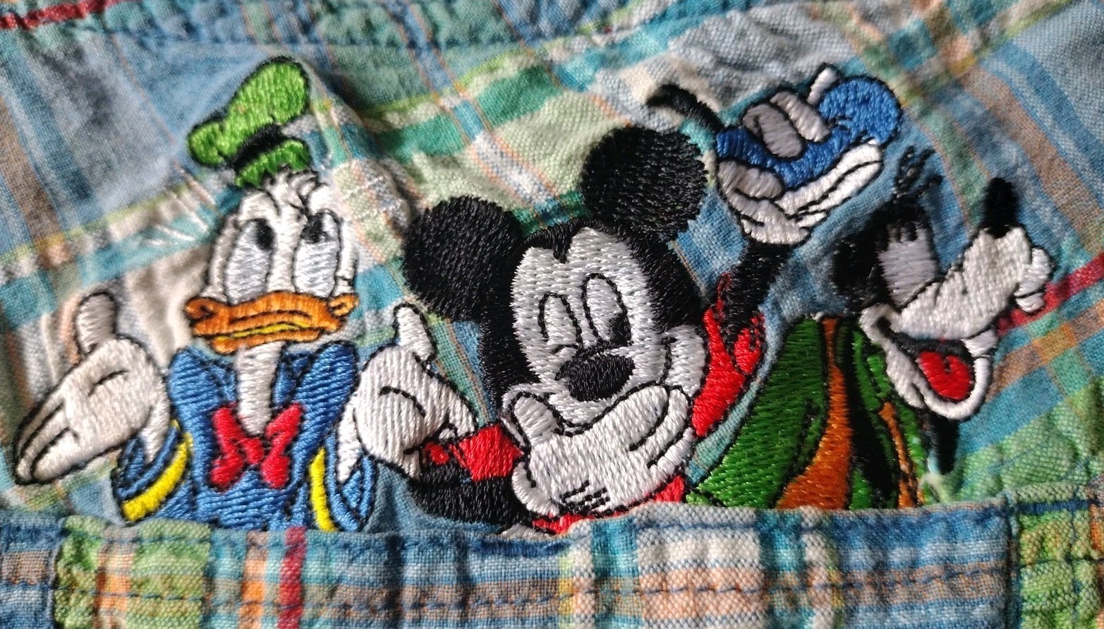 Vintage Disney Mickey Mouse Donald Duck Goofy Plaid Overalls Jr.Sz M Jerry Leigh