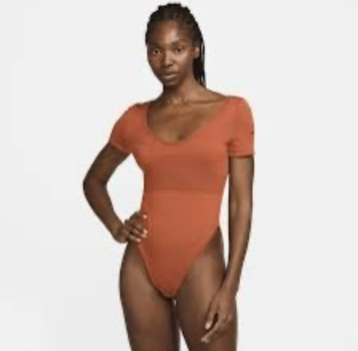Nike Sportswear Chill Knit Bodysuit Women’s Size Medium FN4692-825 Orange NWT