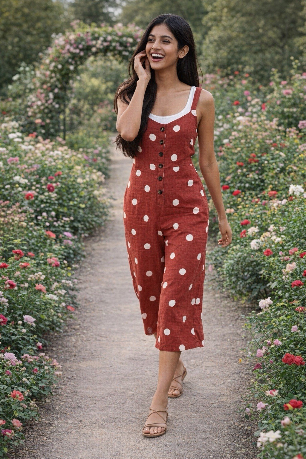 Primark Overall Jumper Polka Dot Red Women’s Sz 6 Crop Jumpsuit NWT