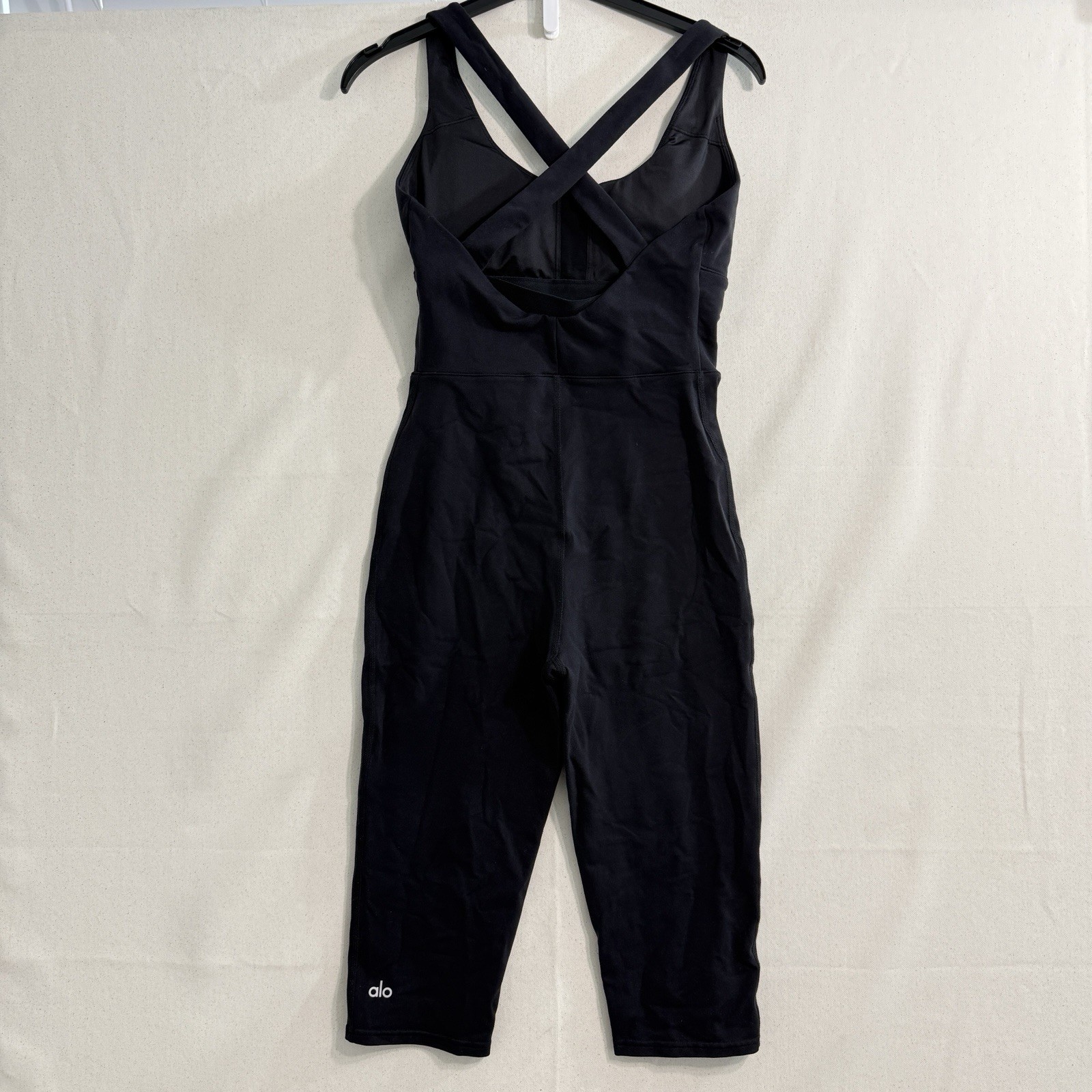 Alo Yoga Airbrush Physique Capri Jumpsuit Women size small black Padded