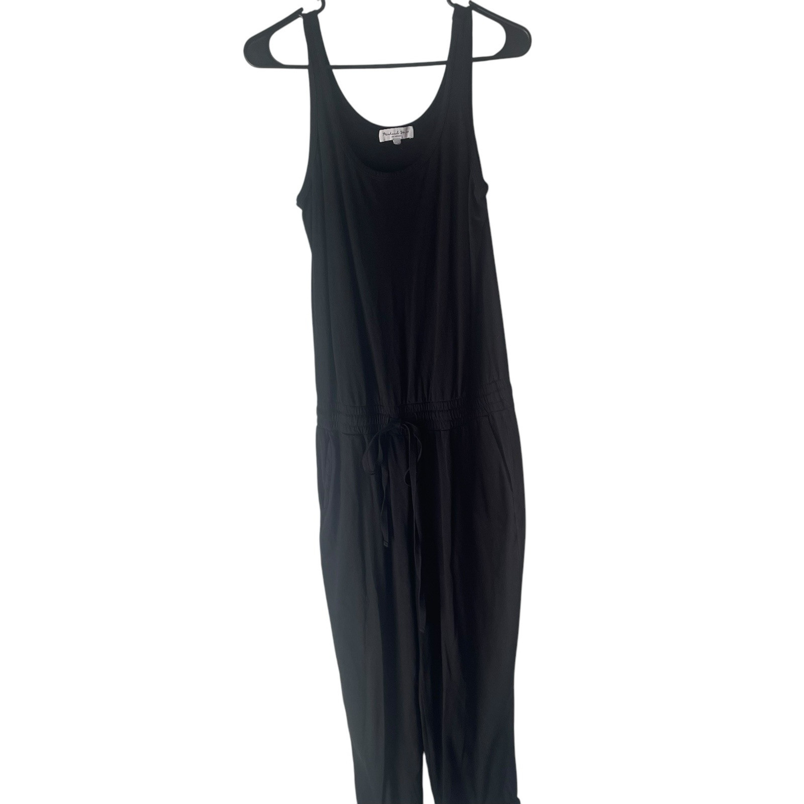 Michael Stars Size Small Black Soft Tank Casual Cropped Jersey Jumpsuit