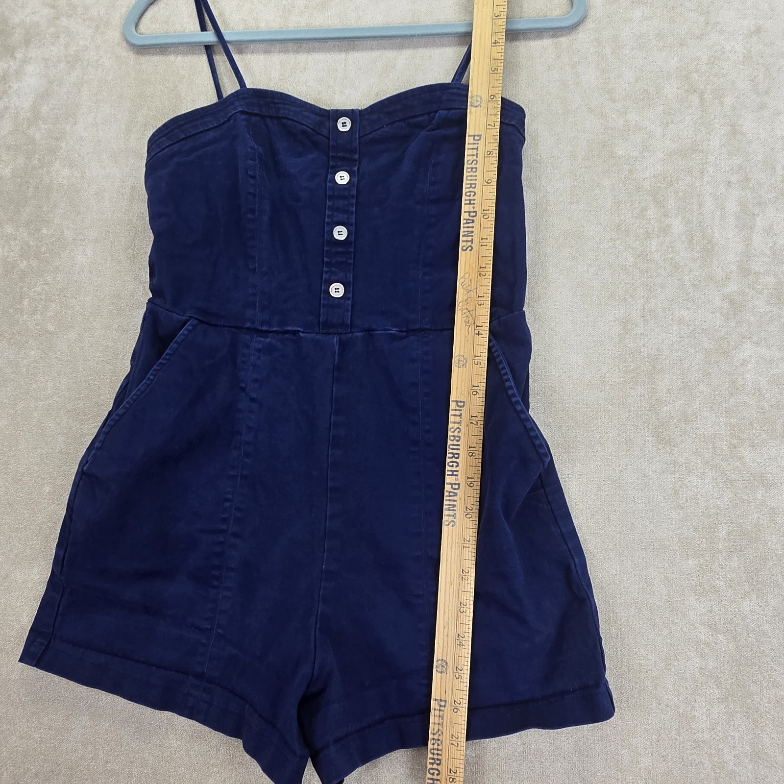 Copper Key Womens 60s Style Tank Top Shorts Romper Navy Blue Size Small