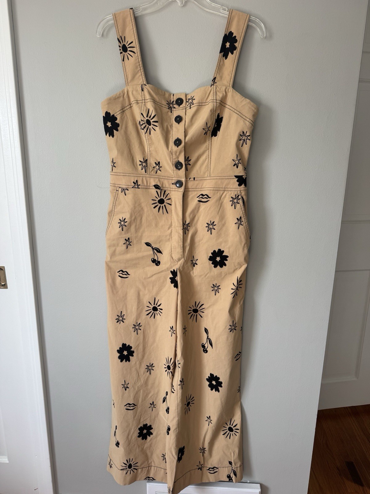 Anthropologie The Colette Wrap Jumpsuit by Maeve Beige Floral Size 12