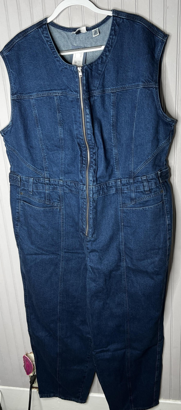 Universal Thread Jumpsuit Womens 22 Dark Wash Denim Zip Front Pockets Snap NEW