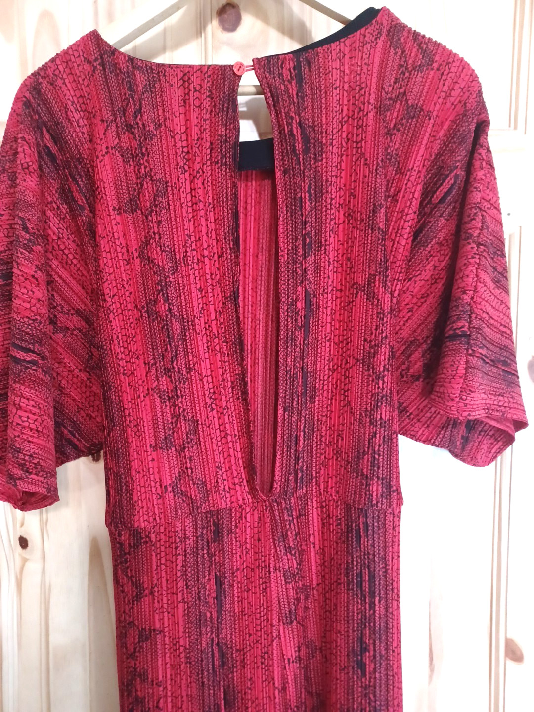 ASOS Red Black Snake Dressy Crinkled Open Back Romper Sz 16 Tie Elastic Waist