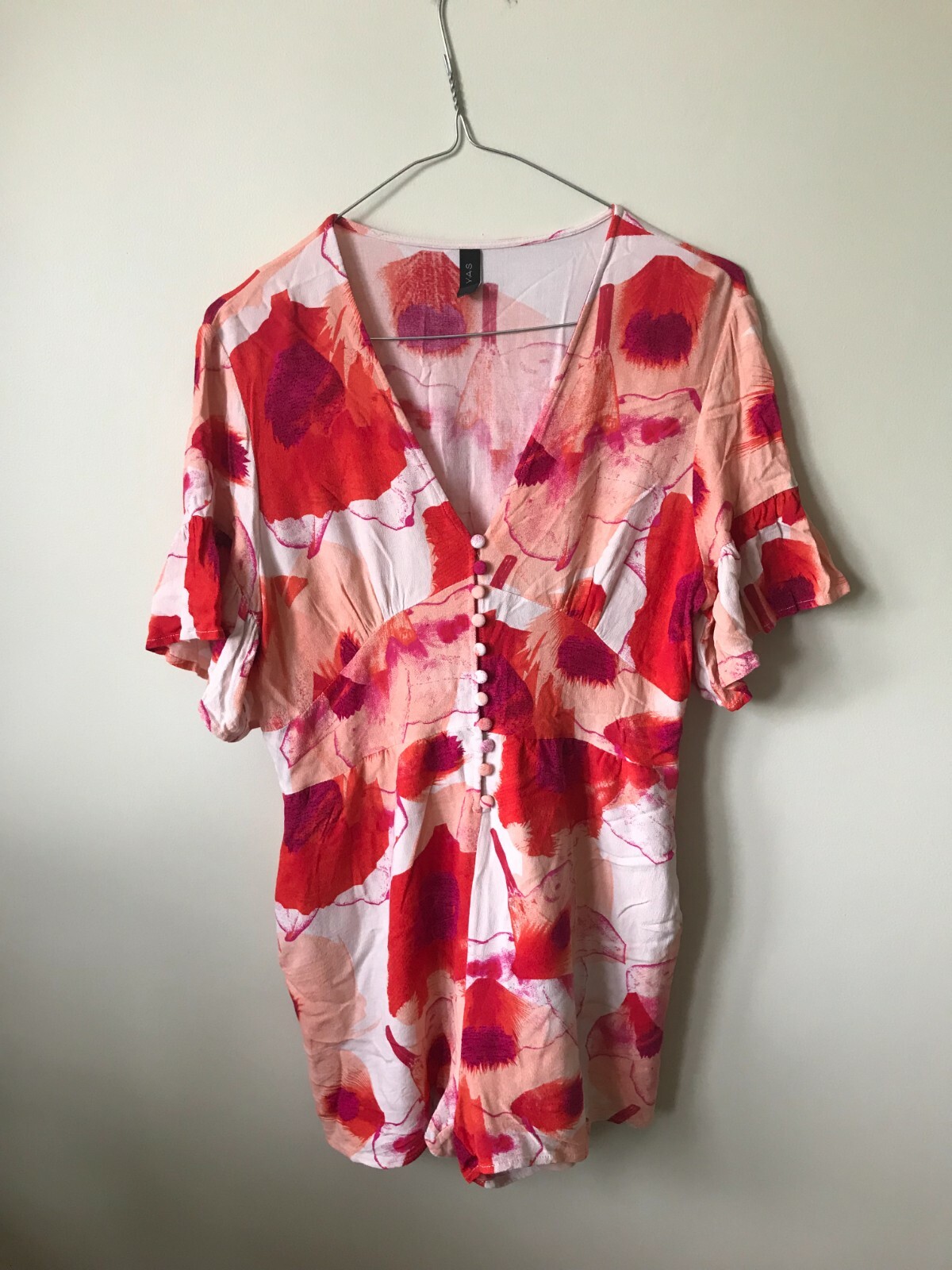 Y.A.S Yasnilana short playsuit Petite Large uk 12/14 floral tie waist jumpsuit