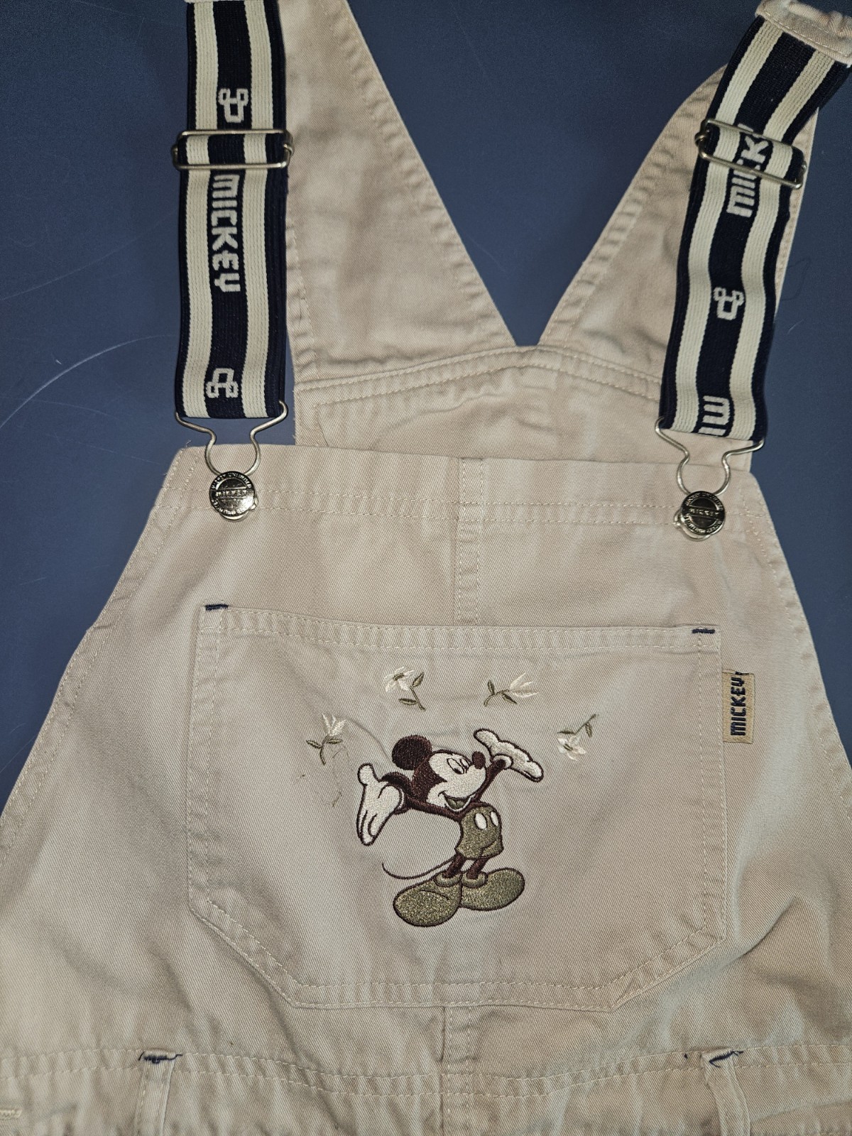 Vintage Women’s Mickey Unlimited Khaki Mickey Mouse Shorts Overalls Size Small
