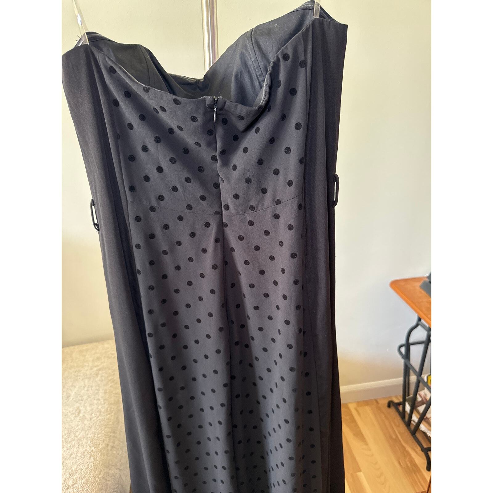 4Sienna Black Stapless Jumpsuit Corset Chiffon Velvet Dot Wide Leg Belted Size L