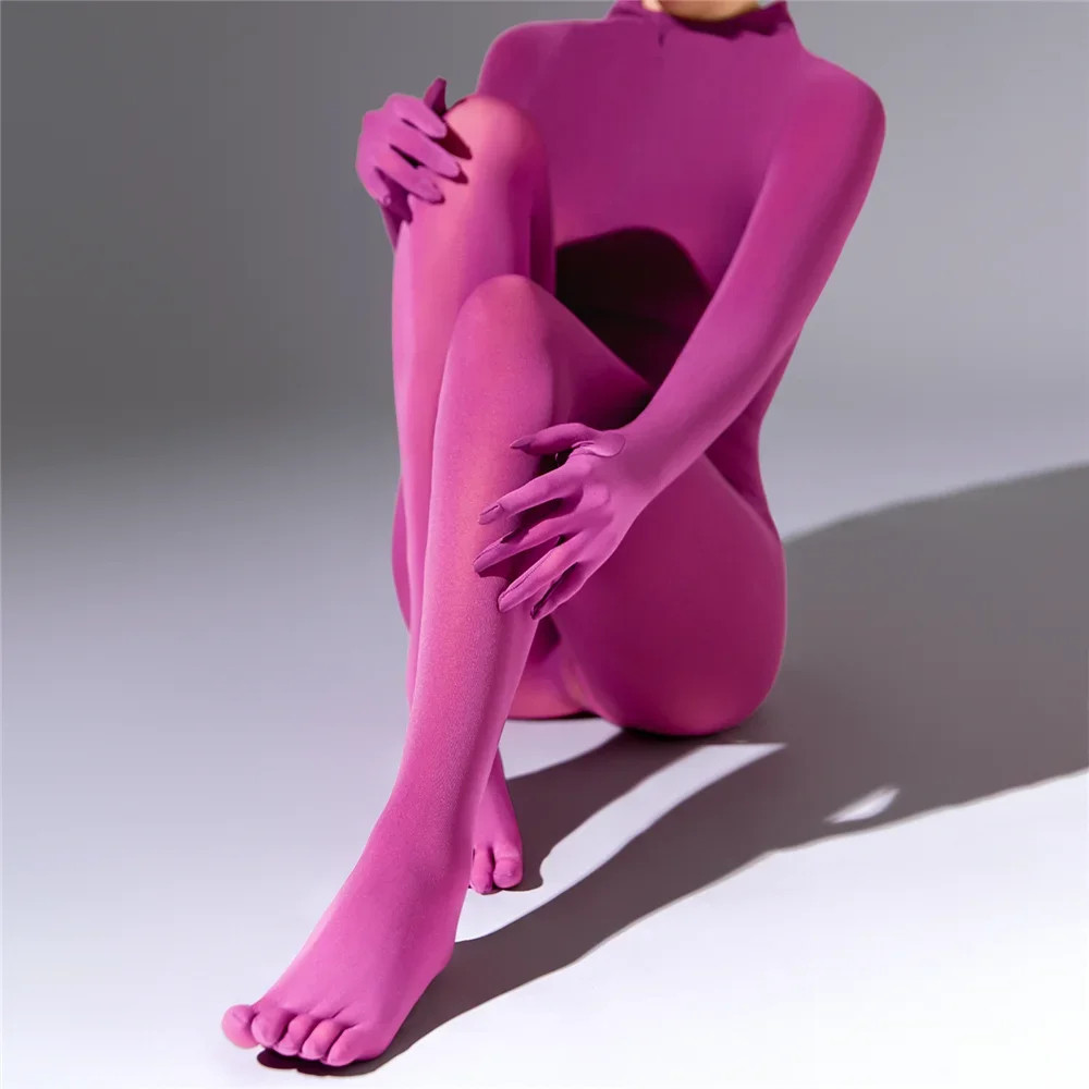 Men Women Soft Velvet Elastic Tights Full Bodystocking Jumpsuit Bodysuit Romper