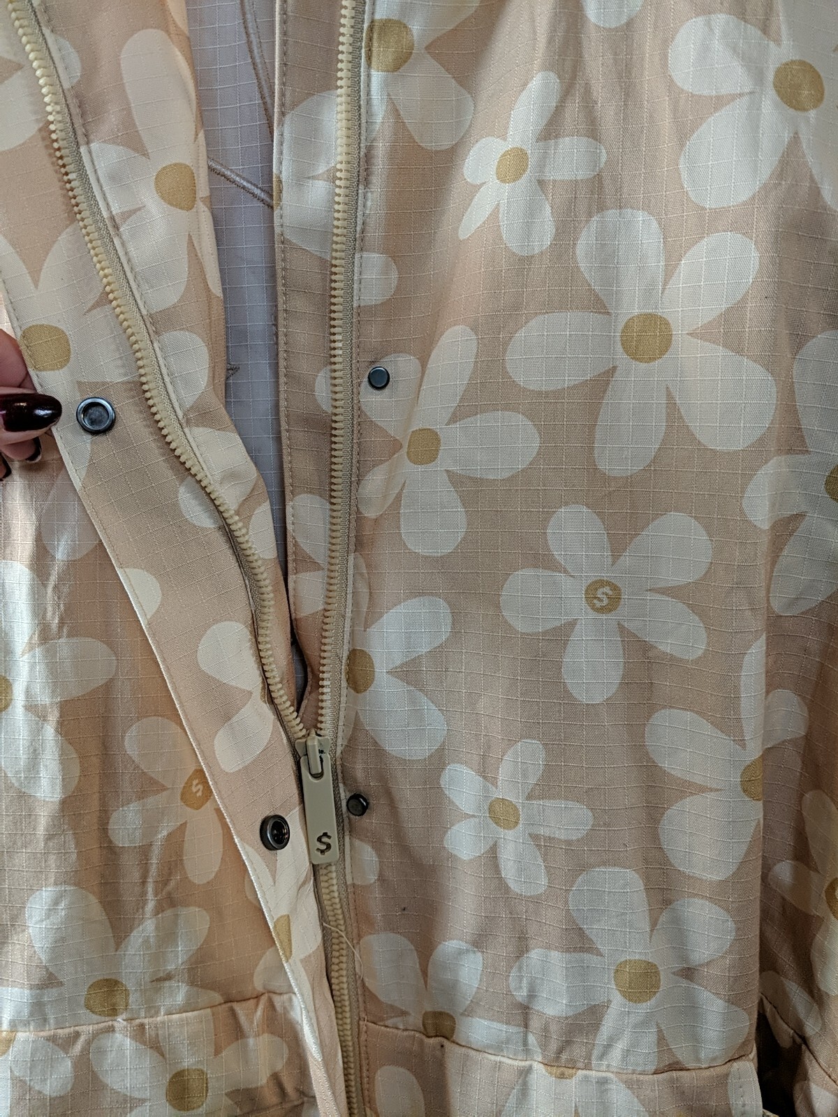 CASH APP Floral Jumpsuit Buckle Cargo Tan Zip Floral Flowers Size Small NEW