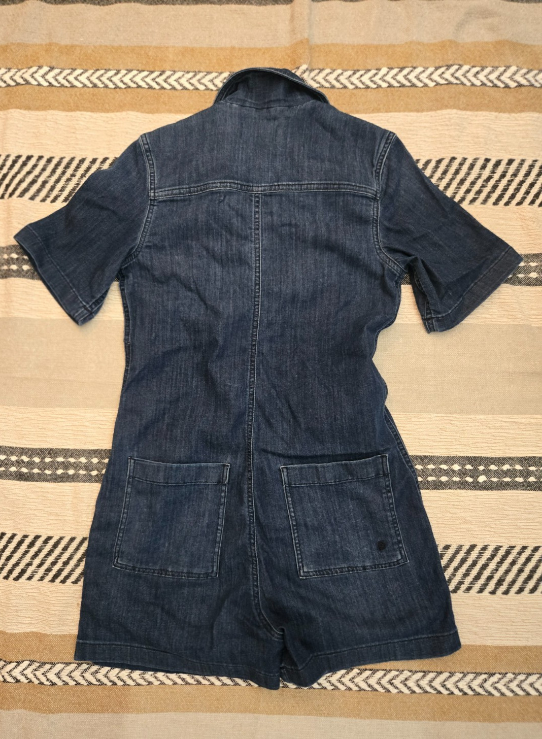 DUER Performance Denim Romper Dark Wash Zip Front Utility Size Small