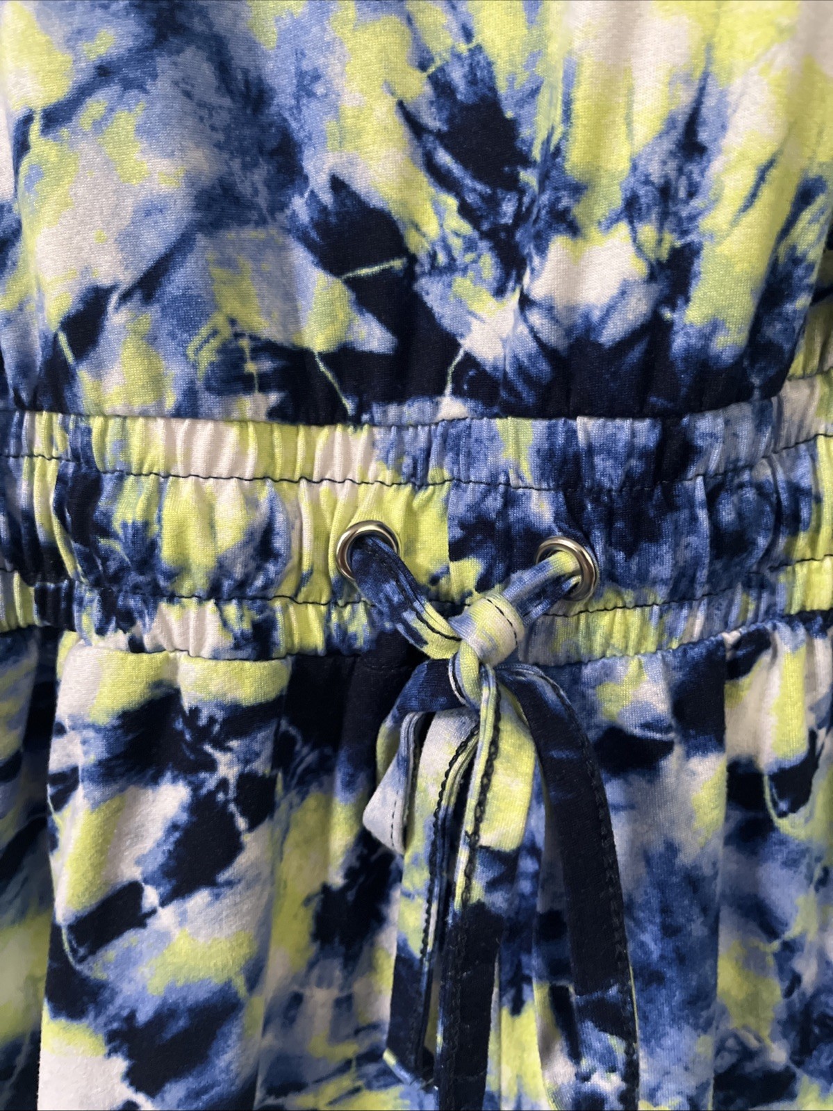 Eye Candy Women Sz. S Blue/Green Jumpsuit Romper Sleeveless Elastic Waist Pocket