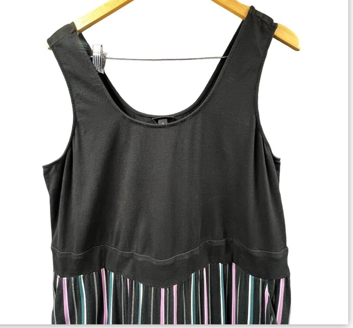 TORRID Challis Sleeveless Jumpsuit Romper Women 3 (3XL) Black Striped Scoop Neck