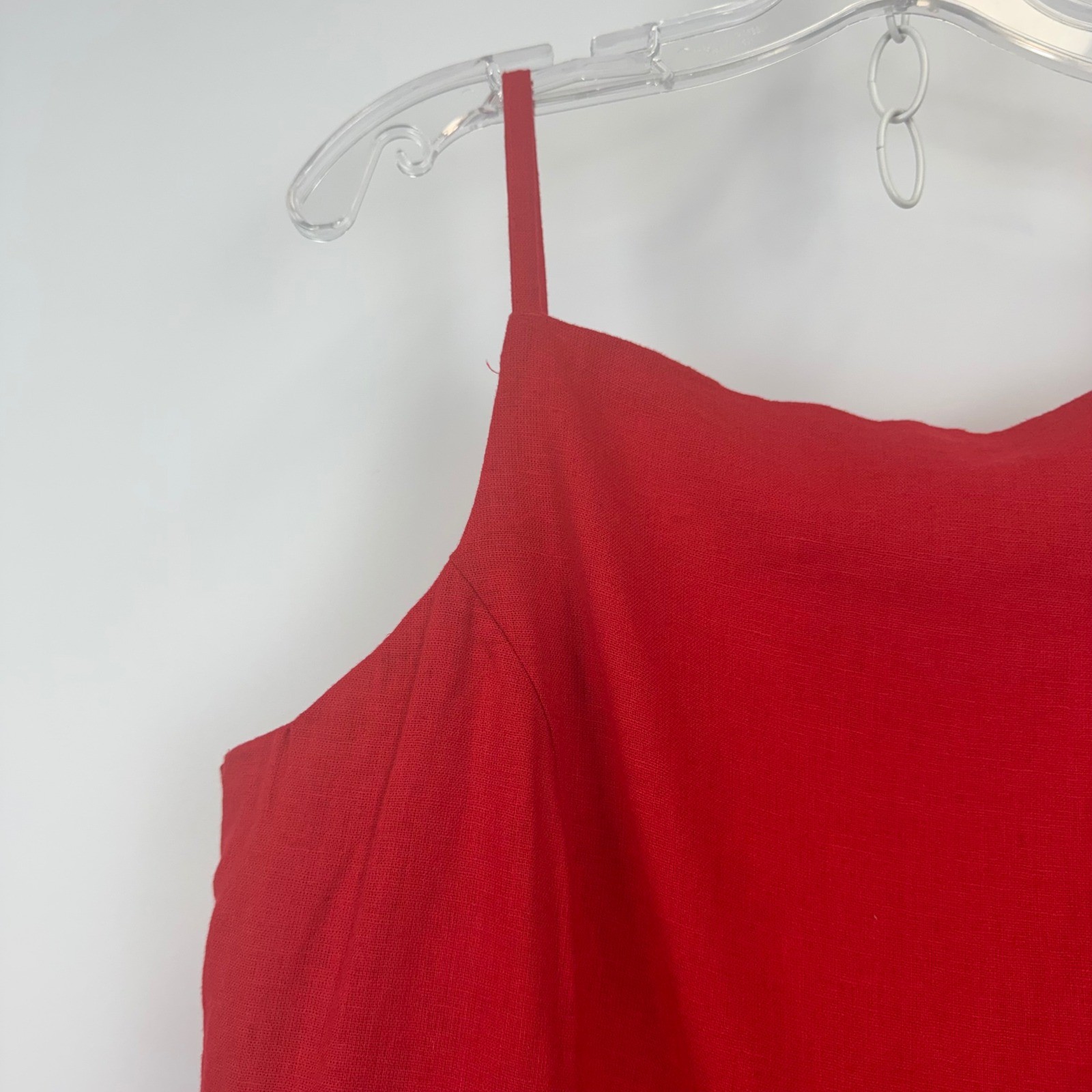 Abercrombie & Fitch Red Linen Blend Apron Neck Romper XST Tall NWT