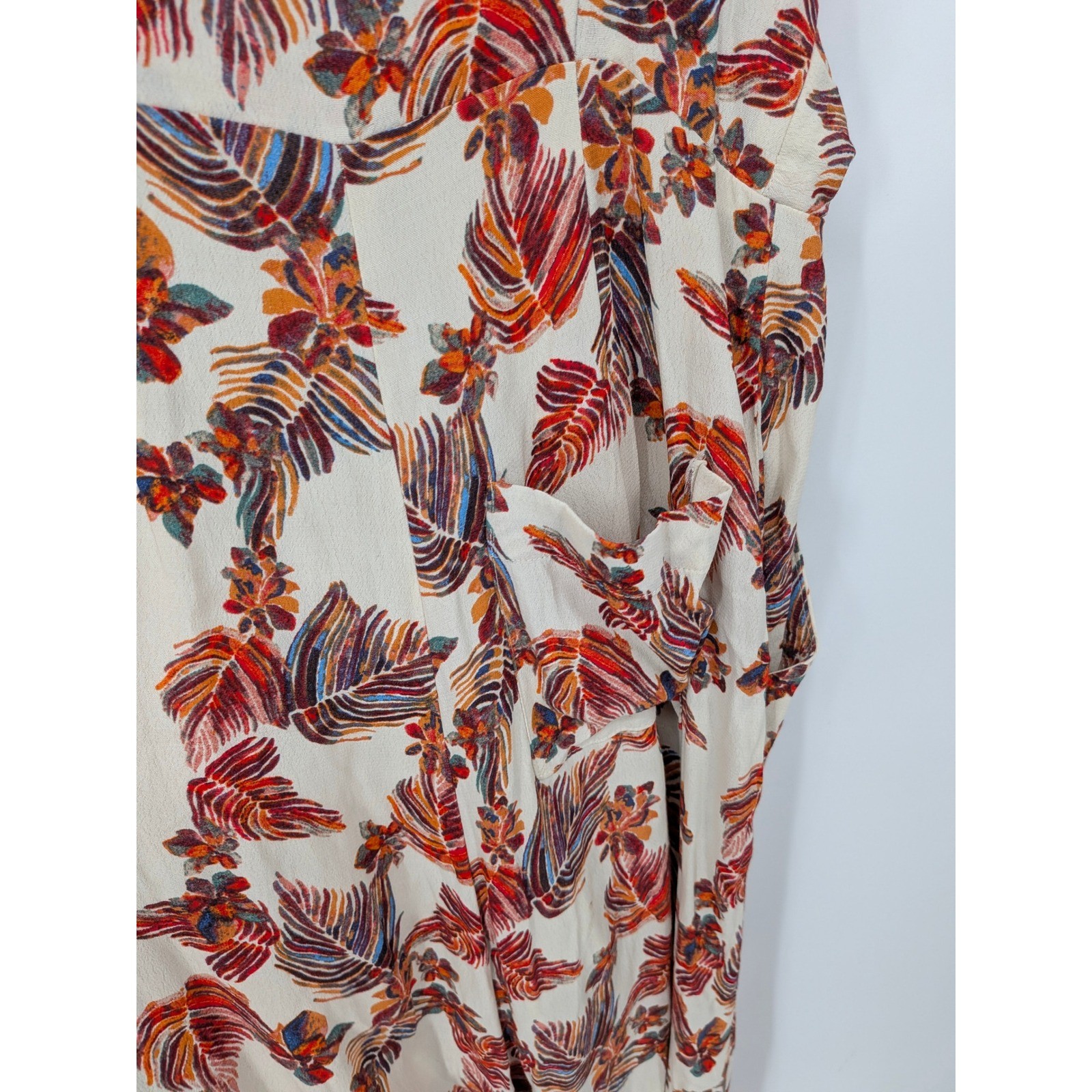 Free People Jumpsuit Women 0 Cream Floral Sleeveless Wide Leg Tie Back Boho