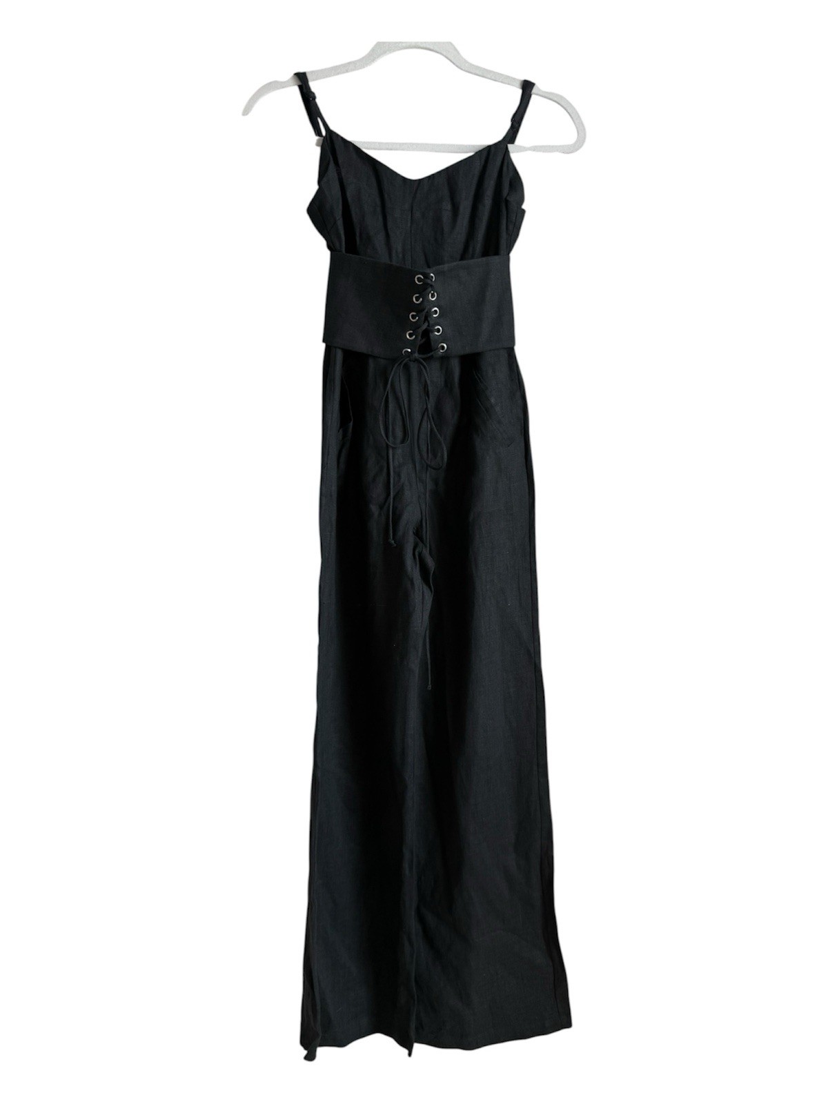 Reformation Pace Corset Jumpsuit Women’s 0 Wide Leg Black Lace Up Festival Boho